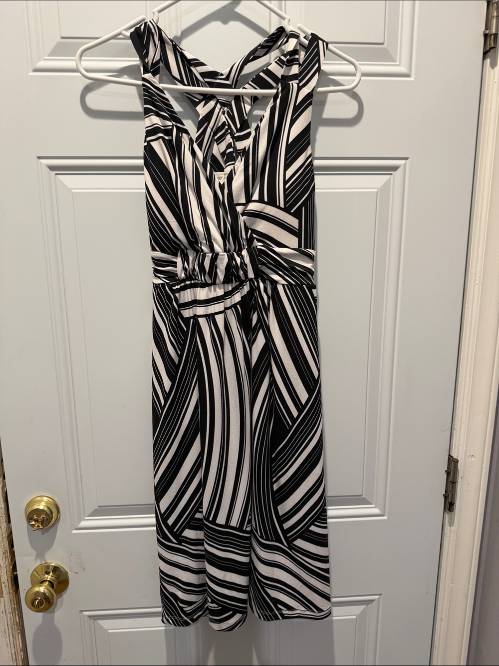 Soma Black and White Swirl Halter Dress